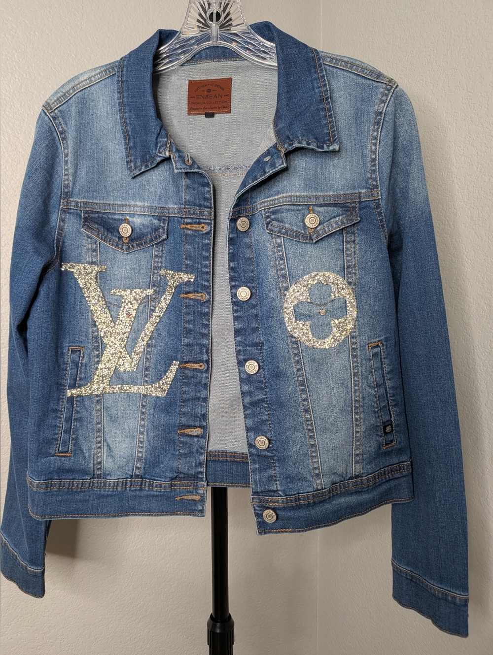 Sequin Wing Denim Jacket - Blue